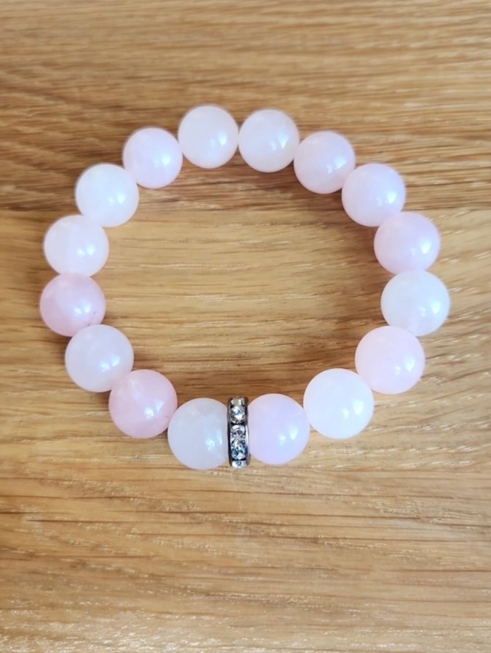 Rose Quartz Beaded Stretch Bracelet - Handmade